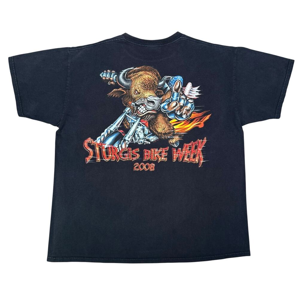 Vintage 2008 Sturgis Bike Week Buffalo Biker Shirt XL Black Motorcycle Rally Tee